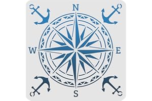 FINGERINSPIRE Stencil a forma di bussola, 30 x 30 cm, in plastica, stencil riutilizzabili per dipingere e disegnare su legno, pavimenti, pareti e piastrelle