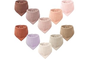 VOMARHUG Muslin Baby Lätzchen,10 Stück Sabberlätzchen Baby,Muslin Dreieckstuch Baby,Super Saugfähige Bio-Baumwoll Halstuch Baby,Lätzchen für Säugling Kleinkinder