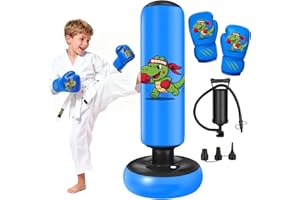 Boxsack Kinder Ninonly 130cm Standboxsack Kinder mit Boxhandschuhen Üben von Karate,Taekwondo für Jungen und Mädchen