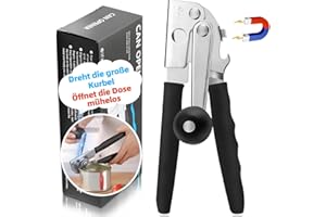 ALYBSOO Professioneller Dosenöffner, Edelstahl mit Komfortgriff, Manuelle Bedienung, Glatte Kante, für Senioren und Küche (Schwarz)