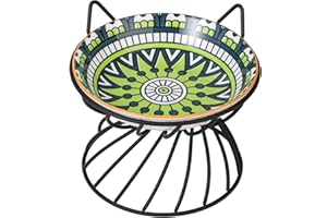 AHX Ciotole per Gatti Rialzate Ceramica - Ciotola Gatto con Supporto Antiscivolo - Ciotoline per Gatti Antivomito - Scodella Gatto - Scodelle Gatti Colorate - Piattini Gatti - Piatto Cibo Gatto - 250 ml