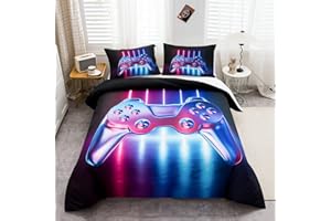 Loussiesd Gamepad Bettwäsche-Set Jungen Teenager 135x200cm Modern Game Bettbezug, Videospiel Betten für Kinder Mädchen, Neuheit Gradient Action Buttons Dekor Mikrofaser Bettwäsche