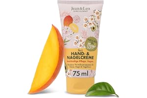 Jean & Len Hand- & nagelkräm Mango & Avokado, vegan, 75 ml | Rik vård med shea- och kakaosmör, fruktig mangodoft, utan parabener & silikoner