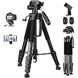JOILCAN Camera Tripod for Canon Nikon, 74" Lightweight DSLR Tripod Camera Stand with Detachable Head and Universal Phone Moun