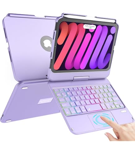 Apple iPad mini ケース付き iPad Mini 6 Case with Keyboard, 7 Color Backlit Touch Keyboard