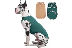 Katzinst 2er Pack Hunde Shirt Sommer-Sonnenschutz, Elastisches und Atmungsaktives Ärmellose Hundeshirts für Heißes Wetter,Schäferhund,Gehen, Laufen(Grün, Khaki 4XL)