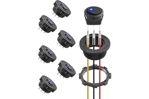 NETONDA 6PCS Kippschalter 12V Schalter Wasserdicht Wippschalter 12V 20A beleuchtet Rund Ein Aus Schalter 3 Polig mit LED Licht Selbsthemmung Lichtschalter für Auto KFZ RV Jeep Boot