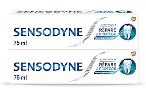 Sensodyne Dentifrice Répare & Protège Menthe Fraîche, Pour Dents Sensibles, Protection Longue Durée Contre La Sensibilité Dentaire, Lot de 2x75ml