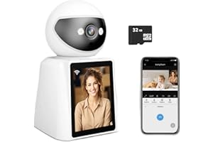 CAPANDIMARKET CAPANDI SH53 Camara para Vigilar Ancianos,Niños, Enfermos,Mascotas,Videollamada con Pantalla de 2.8 IPS HD,Bidireccional,Vision Nocturna a Todo Color,Tarjeta MicroSD 32GB Incluida,WiFi,Control App