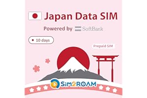 SIM2ROAM Carta SIM SOLO dati per il Giappone 10 giorni | 1 GB/giorno con dati ad alta velocità 4G LTE | Offerto da Softbank | NESSUN numero di telefono|短期帰国・短期来日最適・安心日本語サポート