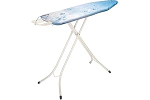 Brabantia - Ironing Board B - With Steam Iron Rest - Adjustable in Height - Non-Slip Rubber Feet - Cotton Cover with Foam Layer - Foldable - Ice Water - 124x38 cm