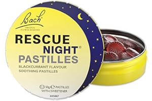 Rescue Night Pastilles | Blackcurrant Flavoured | Natural Bedtime Support | Bach™ Original Flower Essences | Chewable pastilles | Help Prepare for a Restful Sleep | 50g tin