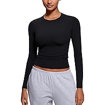 CRZ YOGA Softembrace Lange mouwen shirts met boothals voor dames