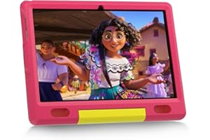 LVILLE Kids 10 Zoll, Android 12 Tablet Kinder, HD Display, Quad Core, 2GB+32GB, 5000 mAh, vorinstalliertes Kidoz, Kindersicherungs-Tablet für Kinder, kindersichere Hülle (Rosa)