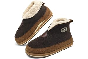 KuaiLu Chausson Botte Hommes Hiver Chausson Montant Feltro Chaud Peluche Doublure Pantoufle Rebond Memory Foam Slippers avec Antidérapant Semelle Indoor Outdoor Chaussure Maison