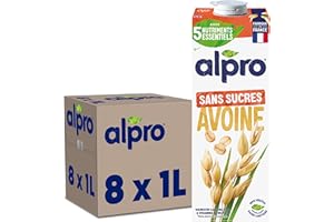 Alpro - Boisson Végétale - Avoine Sans Sucres - 1L - Lot de 8x1L