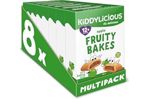 Kiddylicious Apple Fruity Bakes - Delicious Snacks for Kids with Real Fruit Centre - Suitable for 18+ Months - 8 Packs of 6 (48 Total)