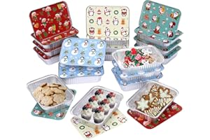 BESTonZON Disposable Aluminium Foil Trays, Christmas Foil Trays Containers for Baking Cooking Freezing, Roasting - 26 X 19 X 6.4cm (20 Pack)