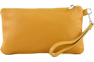 modamoda de T193 Damen Leder Clutch, Handgelenktasche Klein, 22 x 13 cm, Vielfarbig, Handmade in Italy