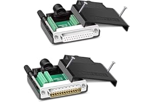 PENGLIN 2 adaptadores de serie DB25 sin soldadura macho hembra RS232 D-SUB, 16 mm más delgados de 25 pines terminal de puerto de conexión sin soldadura placa de conexión con funda accesorios