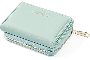 ANYWN Portafoglio donna piccolo, Borsellino piccolo con grande capacità, Elegante Portamonete donna con con più scomparti per carte di credito Verde