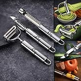 Top Chef TriPeel Max 3-Piece Peeler Set – Julienne & Serrated Peelers with Apple Corer