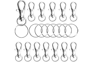 KINDPMA 100 piezas Cierres de Mosquetón Llaveros de Metal Broche Giratorio Ganchos De Langosta con 26mm Anillos para Llaveros Personalizados Fijar una Correa