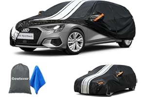 COWTCVER Autoabdeckung Wasserdicht Atmungsaktiv Passend für 1996-2025 Audi A3 Sportback, Vollgarage Autoplane für Sonne Regen Staub Schutz, Auto Abdeckplane Abdeckung.