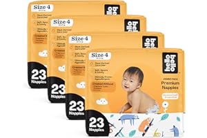Hello Bello Premium Nappies Size 4 (10-17 kg/22-37 lbs.) - 92 Count (4 Packs of 23) of Disposable, Extra-Absorbent, Hypoallergenic, Eco-Friendly Nappies with Snug and Comfort Fit
