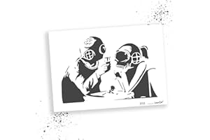 LaserCad BANKSY Streetart (B058, Think Tank Cuple, DIN A7) Pochoir pour graffiti, aérographe, art, décoration, peinture