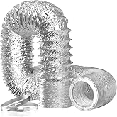 Hon&amp;Guan &Oslash;150mm PVC Flexible Aluminium Pipe with 2 Steel Clamps, 2 m Flexible Air Outlet Pipe, Aluminium Ventilation Hose for