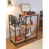 DEKORATİF PLAK STANDI METAL G&Ouml;VDELİ AHŞAP RAFLI PİLAK K&Ouml;ŞESİ DRESUAR