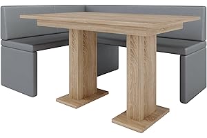 FURNISTAR Eckbank Akiko mit Tisch - Eckbankgruppe für Ihrem Esszimmer, Küche modern, Sitzecke, Essecke. Perfekt für Küche, Büro und Rezeption. Solide und Starke Verarbeitung (Soft 29, 168x128 rechts)