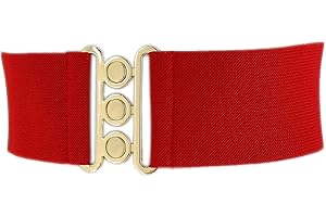 FASHIONGEN - Ceinture femme élastique, ceinture large à boucle 3 boutons, style vintage, GLORIA Fabriqué en France