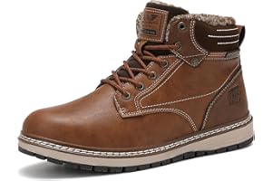 ASTERO ASTERO ASTERO Men Boots Snow Boots Mens Winter Boots Men Lace up Fur Warm Lined Mens Leather Boots Ankle Boots Size 7-11