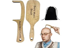 Liameph Bald Man Comb,Bald Man Comb Joke and Brush Set,Wooden Funny Hairless Combing Brush Gag Presents for Men,Funny Humorous Toothless Combs Blad Man,Bald Funny Tool Prank,with Black Cloth Bag