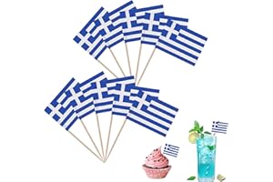 MNIIMALUXE 100 Stück Griechenland Flagge Zahnstocher,Griechische Deko,Griechenland Deko für Party Food Tortendekoration Pub Dekoratio,Greece Flagge Zahnstocher,GriechenlandGeschenk,Flaggenpicker