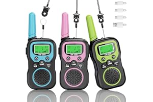 BUKEWIT Walkie Talkies for Kids 3 Pack,3 Miles walkie talkies long range kids rechargeable,8 Channels kids walkie talkies with VOX Function,3-12 Years Old Boys Girls Xmas Birthday (005 Pink Blue Green)