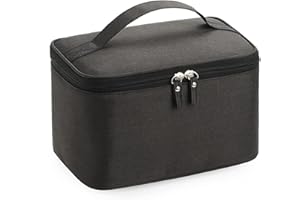 BUKYCAT Cosmetic Bag, Travel Wash Bag, Toiletry Bag, Portable Makeup Bag, Makeup Bag for Women, Packing Cube for Makeup Brushes, Lipstick - Black, black, Modern, simple