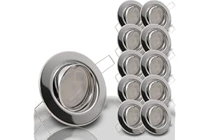 ‎TRENDLIGHTS24 trendlights24 Decora LED Einbaustrahler 230V Chrom rund 10er Set - Spots 6W 500 lm GU10 Kaltweiß austauschbar - Deckenspots schwenkbar 68 mm Lochmaß