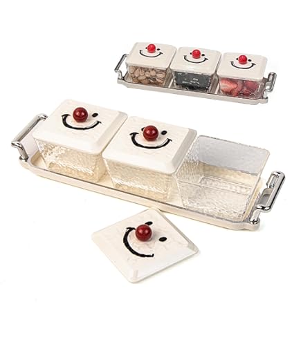 Set Ciotoline Portasnack Con Coperchio - 2 Scomparti Separati, Vassoio Con Manico, Per Noci, Frutta Secca E Caramelle - Foto 8