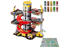 M MOLTO MOLTO | 5 piante parcheggi per bambini con garage, rampe, lavanderia, ascensore, stazione di benzina e area unta | Include 10 auto + accesori | Giocattoli educativi per bambini | + 3 anni