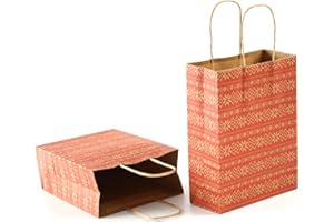 Prlgern 20 x Sacchetti Carta Con Manici Sacchetti Regalo Sacchetti di Carta Con Manico Calendario dell'Avvento Natale Sacchetto di Carta Sacchetti di Carta Natale 100% Riciclabile Modello Classico