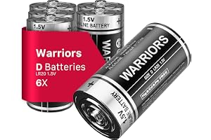 Warriors D Batterier 6X, LR20 1.5V Alkaliska Batterier, Upp till 10 års hållbarhet, Långvarig kraft för leksaker, ficklampor