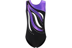 XFGIRLS Gymnastics Leotards for Girls Sleeveless Sparkle Leotards Dancing Ballet Gymnastics Athletic Leotards 3-16Years