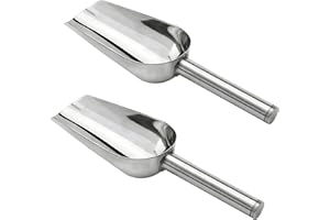 TEKONDA Eisschaufel,2 Stück Edelstahl Silber Klein Futterschaufel,Bar,Party,Büfett,Küchen Multifunktional Mehlschaufel Eisportionierer, TEK-BS-02