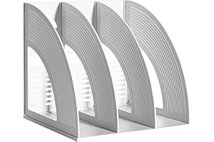 Marte Vanci Desk File Organiser, Sturdy Desktop 3 Compartment Open Slots Magazine Plastic Holders Frames File Dividers Document Cabinet Rack Display and Storage Organiser Box