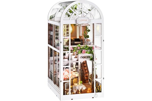 ETKVR Book Nook Kit,Kit Miniature à Monter, Puzzle 3D en Bois Style Maison de Poupée, Allée Miniature à Insérer dans Une Bibliothèque,Décoration pour Adultes et Ados - Café