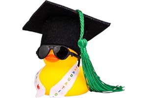 Mwmoeen lustige Akademiker Gummiente mit Diplom, Mini Graduierung Ente Auto Armaturenbrett Dekoration mit Graduierung Hut Schärpe Brille Schärpe, Geschenk bei Prüfungen Abschlussfeier (G7)