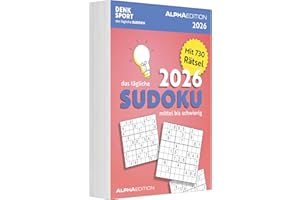 ‎ALPHA EDITION Alpha Edition - Das tägliche Sudoku 2026 – Abreißkalender 14,8×21 cm mit 730 Rätseln (mittel bis schwer), Tageskalender zum Aufhängen oder Aufstellen, ... Für clevere Einsteiger und Fortgeschrittene